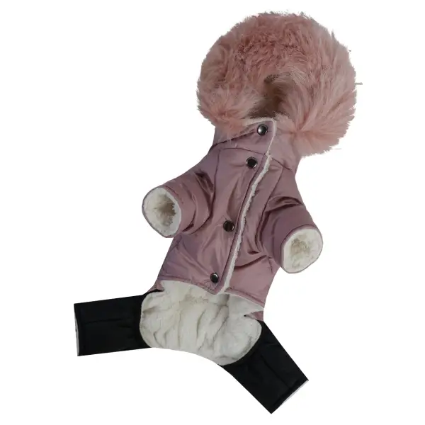 Зимовий комбінезон на хутрі пудра AM-42