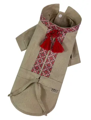 Вишиванка з китицями беж RUB-48